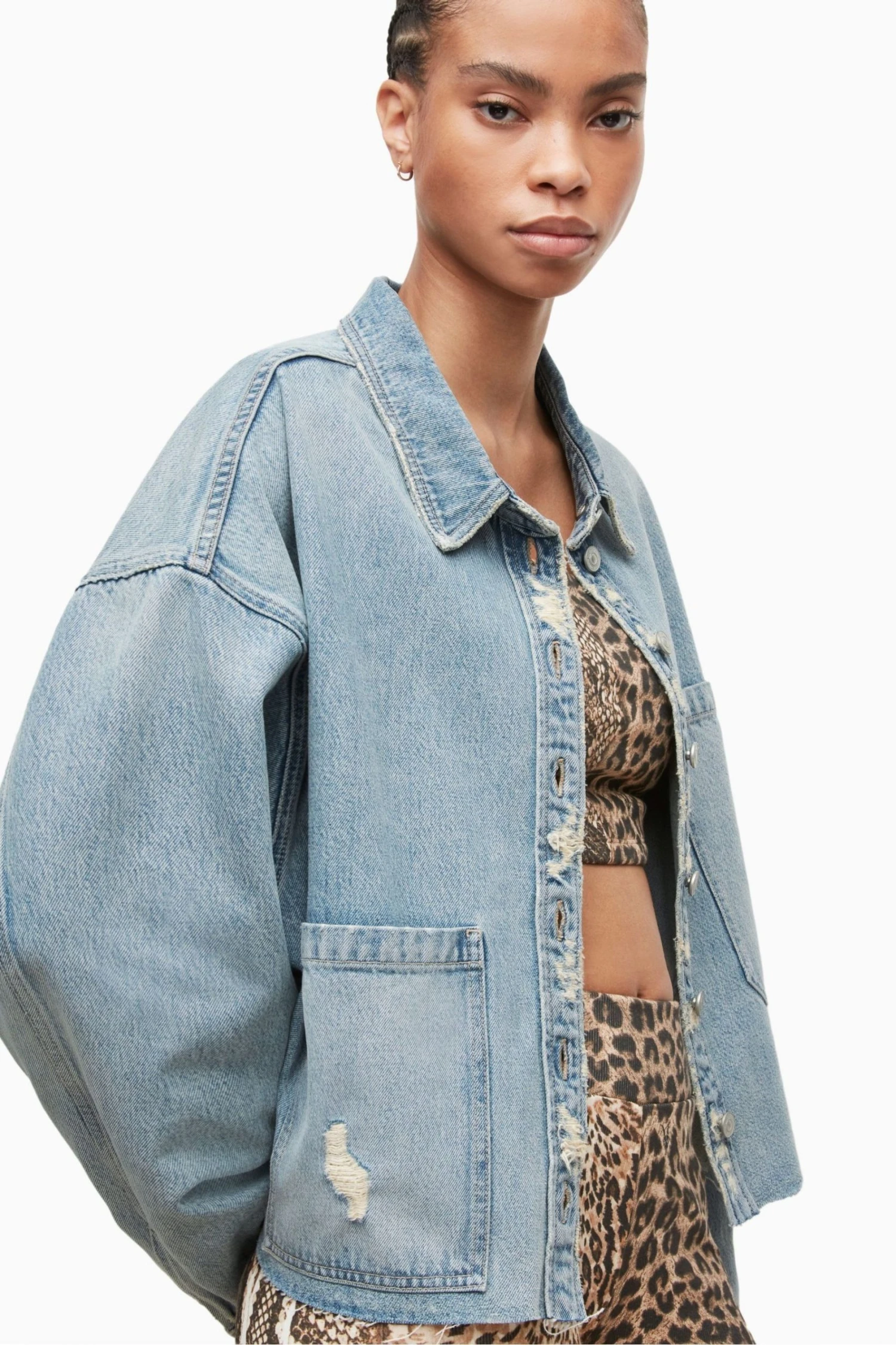 All Saints AllSaints Blue Nicky Shirt Jacket - Image 5