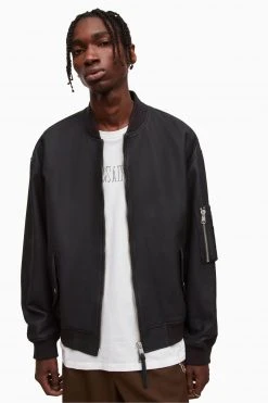 All Saints AllSaints Black Koyo Oversized Bomber Jacket